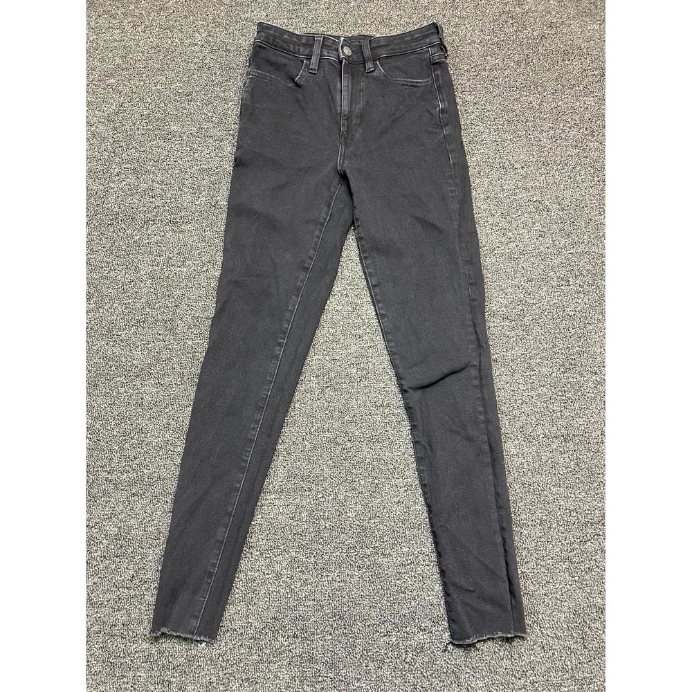 American Eagle Jeans Women's 4 Black Denim 360 Next Level Stretch Raw Hem Skinny